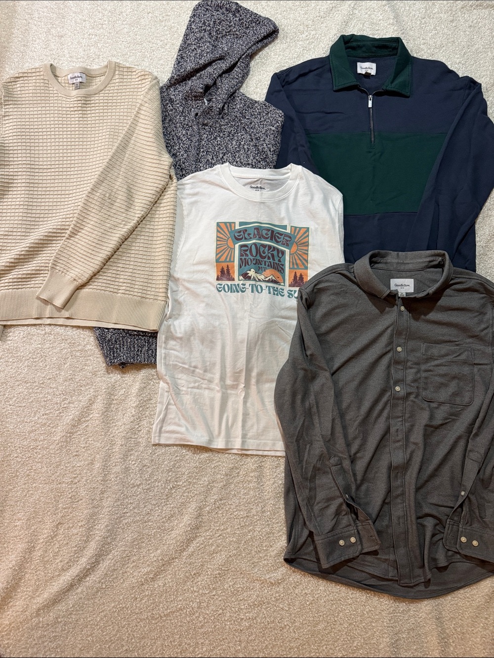 Goodfellow & Co Cream Waffle-Knit Crewneck Sweater